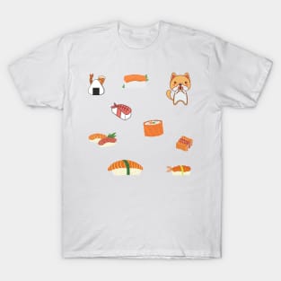 Cute Cat Sushi Sticker Pack T-Shirt